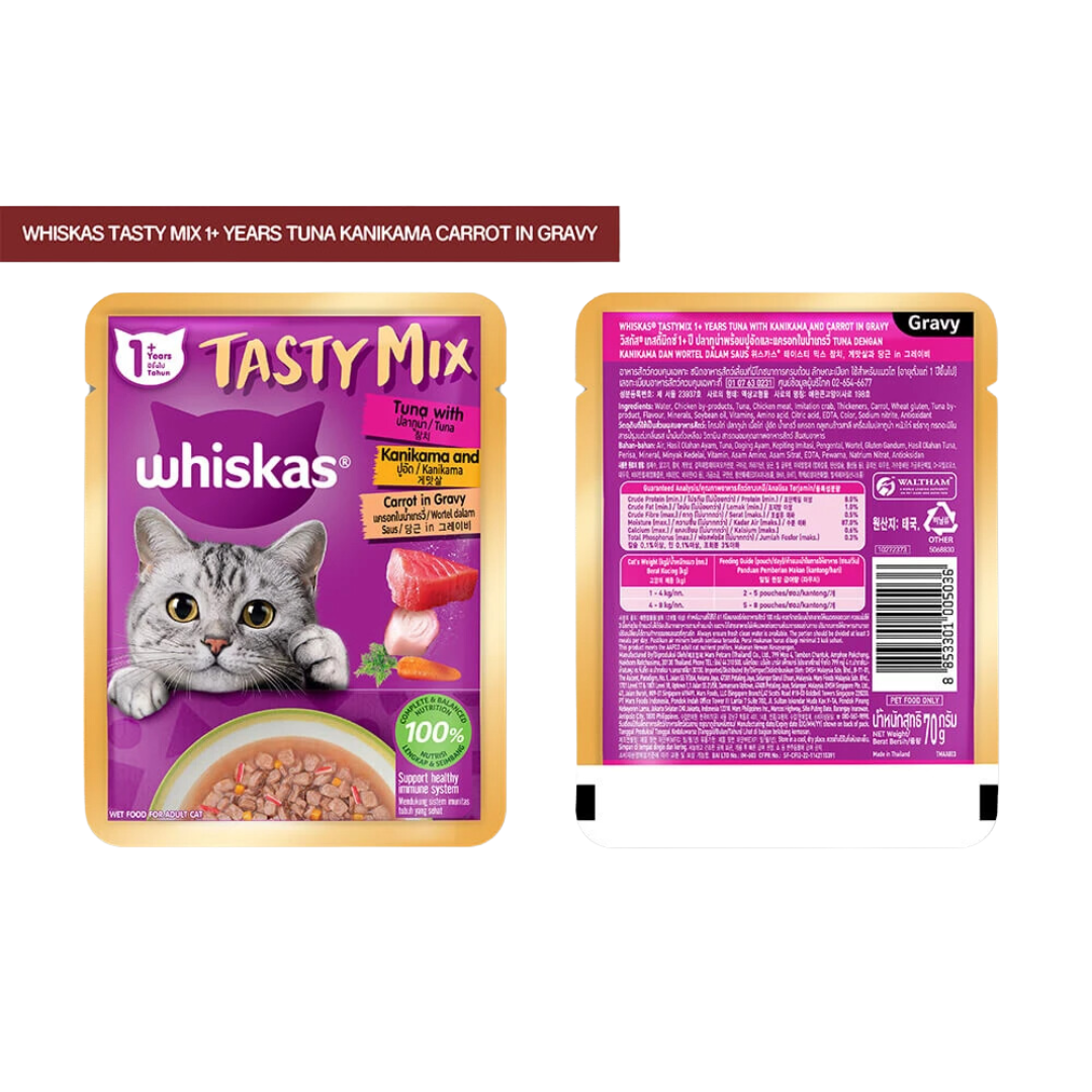 Whiskas Tuna Kanikama Carrots Flavor-80gram (Wet)